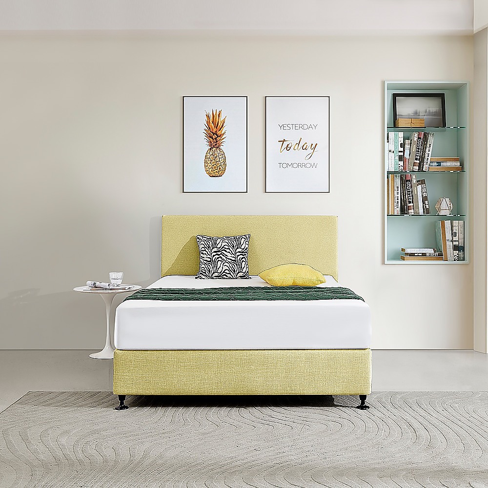 Linen Fabric Double Bed Deluxe Headboard Bedhead - Sulfur Yellow โ image 2