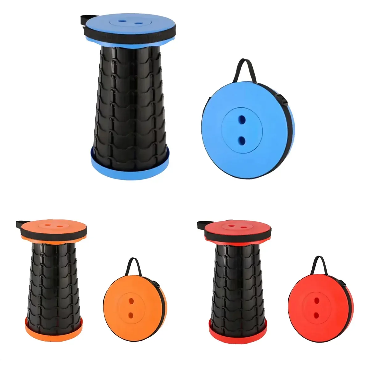 Portable Telescopic Folding Stool Travel Outdoor Seat Compact Retractable Chair - Blue โ image 3