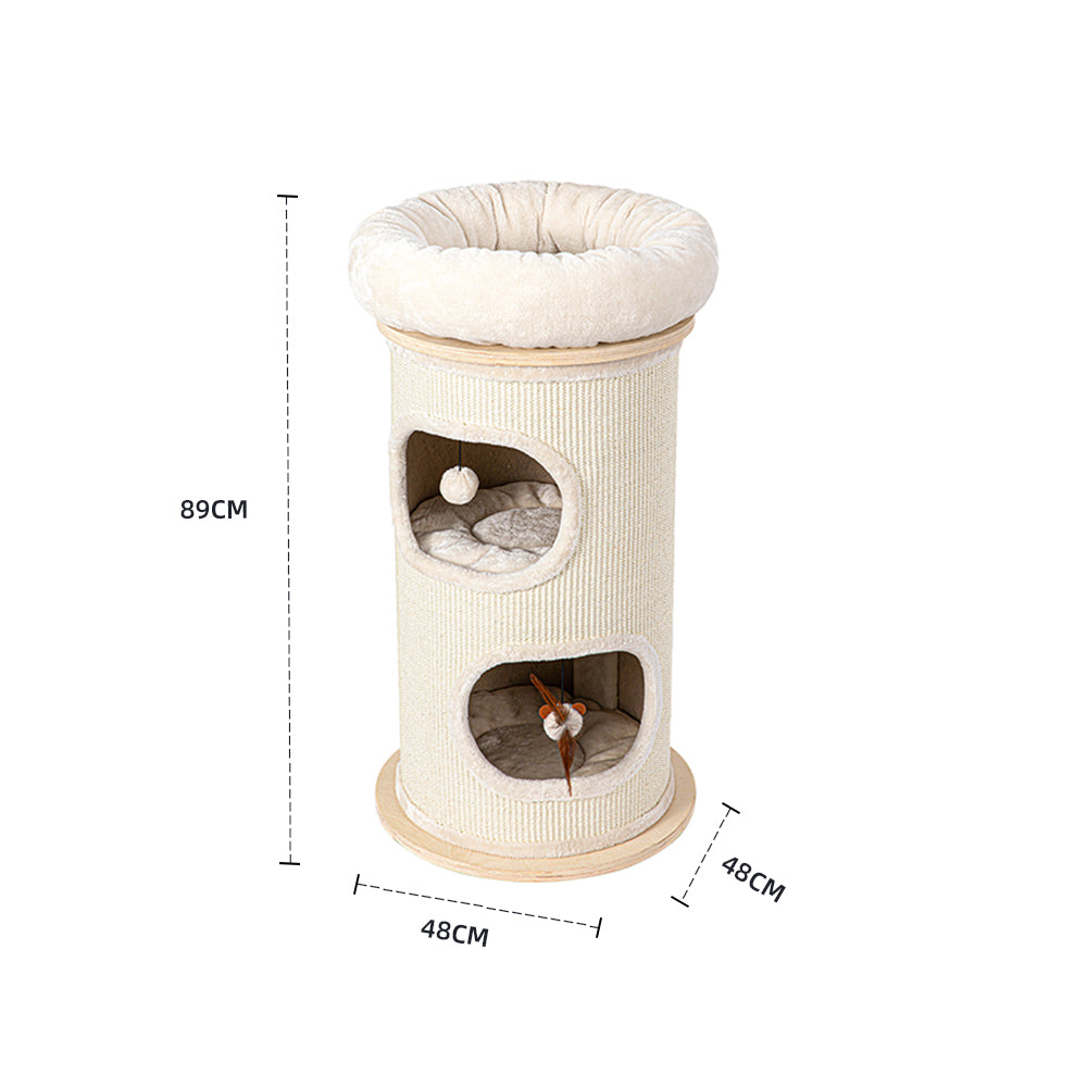 HONEYPOTCAT Cosy Sisal Barrel With Plush Top - Compact 89cm โ image 2