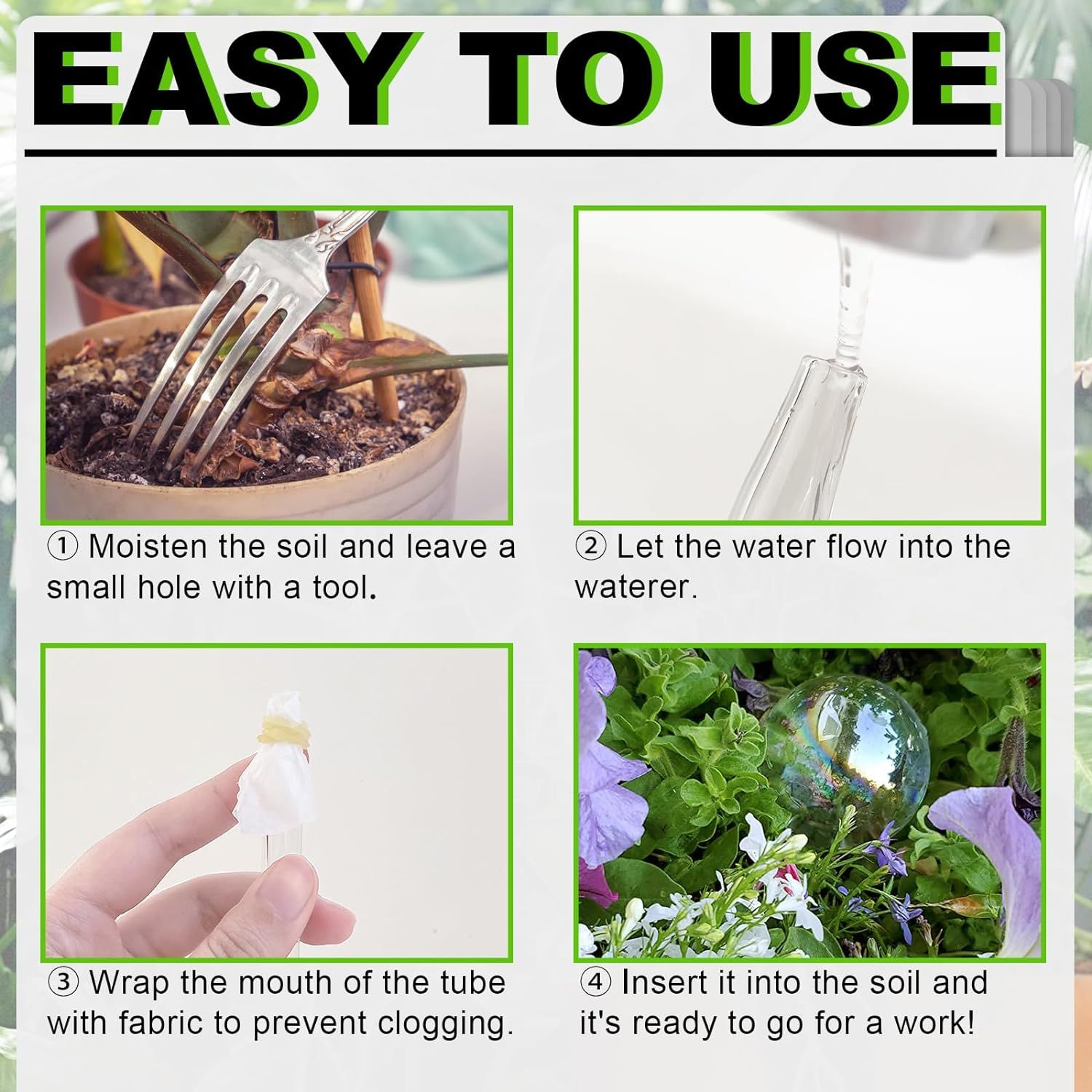 Glass Plant Watering Globes, Clear Rainbow Color Flower Self-Watering System Spikes, Automatic Plant Waterer Bulbs โ image 5