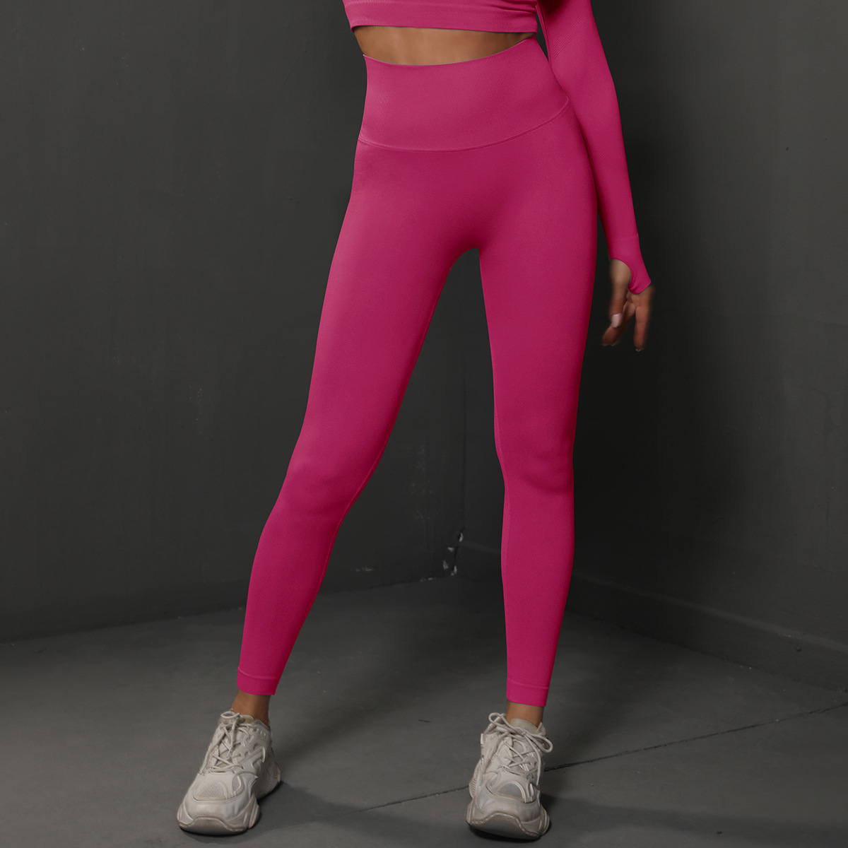 Size M Rose Red Seamless High-Waisted Yoga Pants for Women - Lift Workout Leggings for Running, Gym, and Fitness — image 3