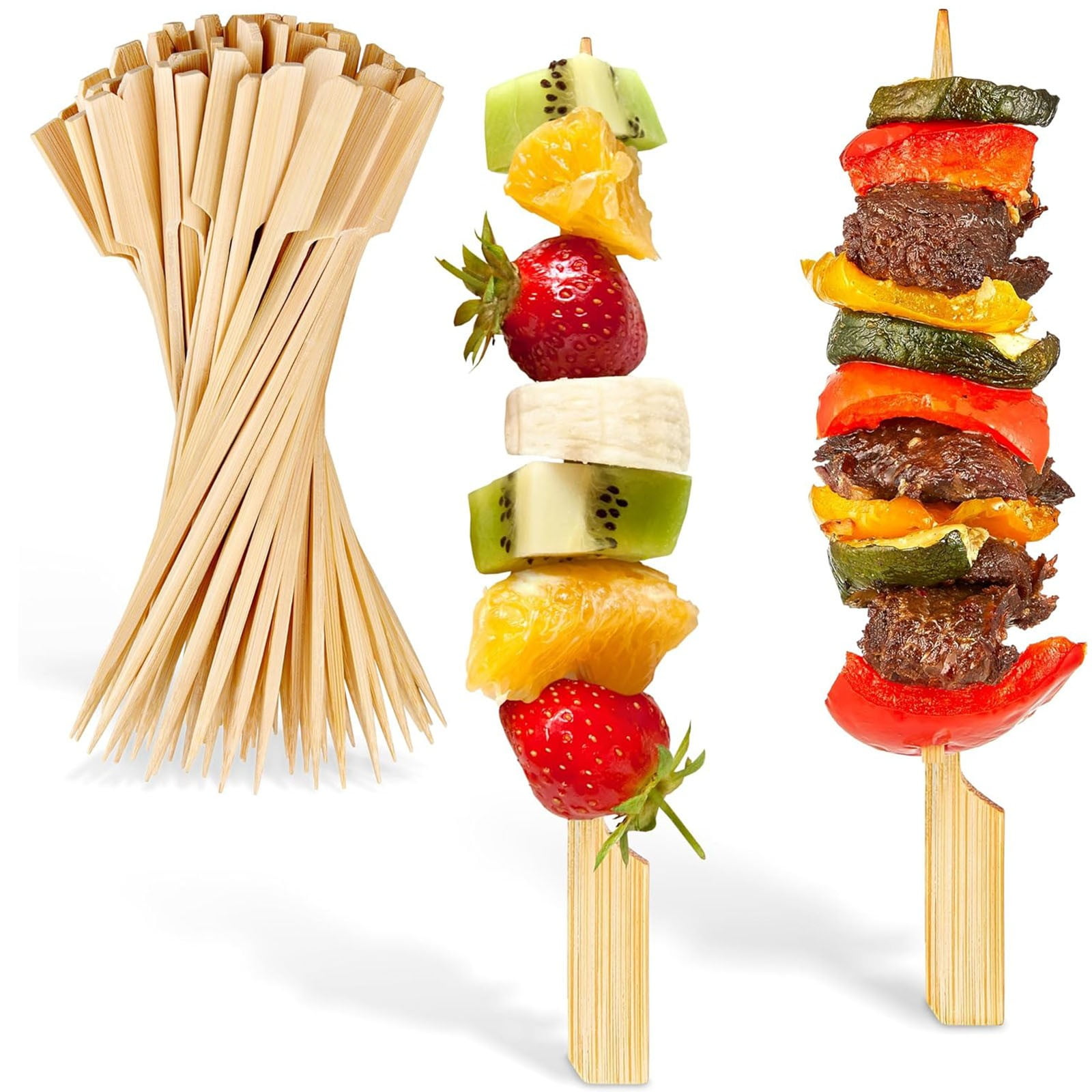 Skewer, Skewers 100Pcs Food Toothpicks Wide Flat Wood Picks for Cocktail Fruit Grilling Drink Bbq Barbecue Yakitori Chicken Fondue Roast BGB โ image 2