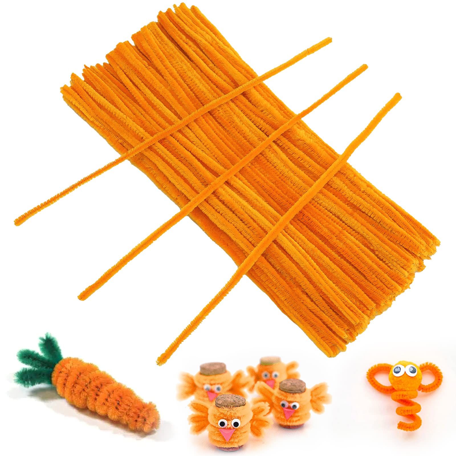 Pipe Cleaners Craft, 100pcs Orange Pipe Cleaner for Making Carrot, 6mm X 12" Orange Stems Pipe Cleaner — image 2
