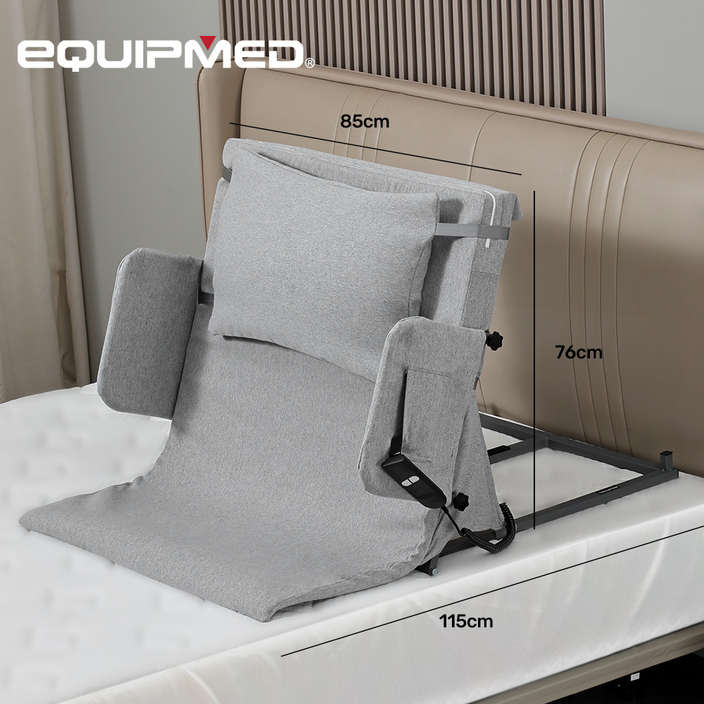 Equipmed Electric Adjustable Bed Backrest, German-Engineered Power Lifting Back Support with Remote Control, Grey โ image 2