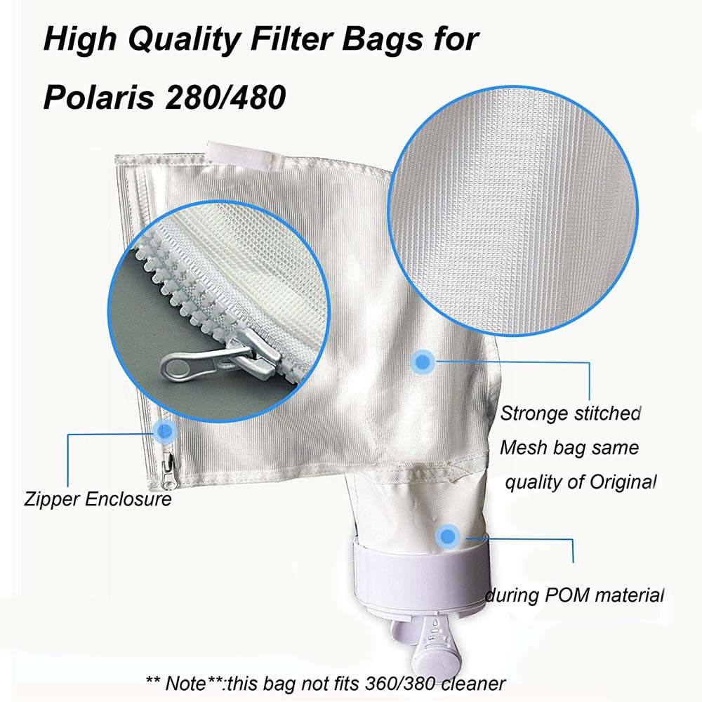 Pool Spa Part Zippered Bag Replacement for Polaris 280,480 Pool Cleaner All Purpose Filter Bag K13 Pack of 3 — image 5