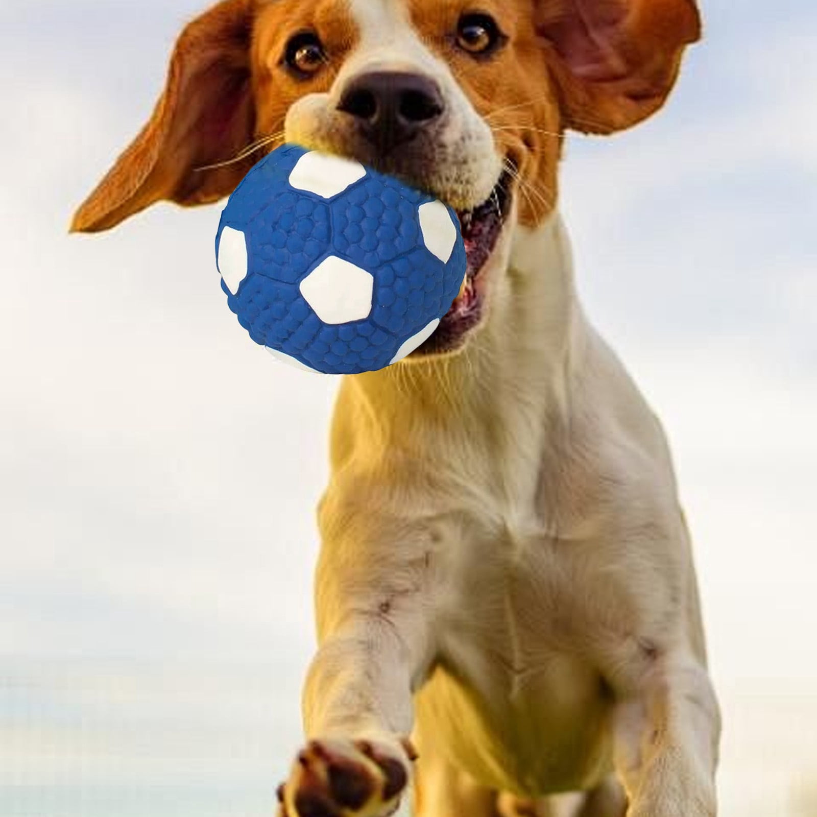 Soccer Ball Chew Toy Dog Toy Squeak Rubber Fun Suitable for Large and Medium Sized Dogs (Blue, L) S Blue — image 4