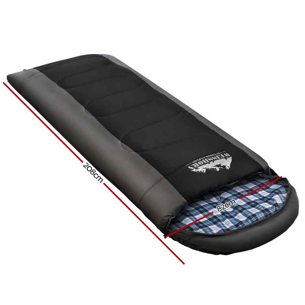 Weisshorn Sleeping Bag Single Thermal Camping Hiking Tent Black -20°C — image 2