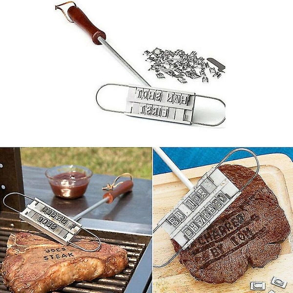Barbecue Meat Stamp Wooden Handle DIY Steak Branding Tool — image 3