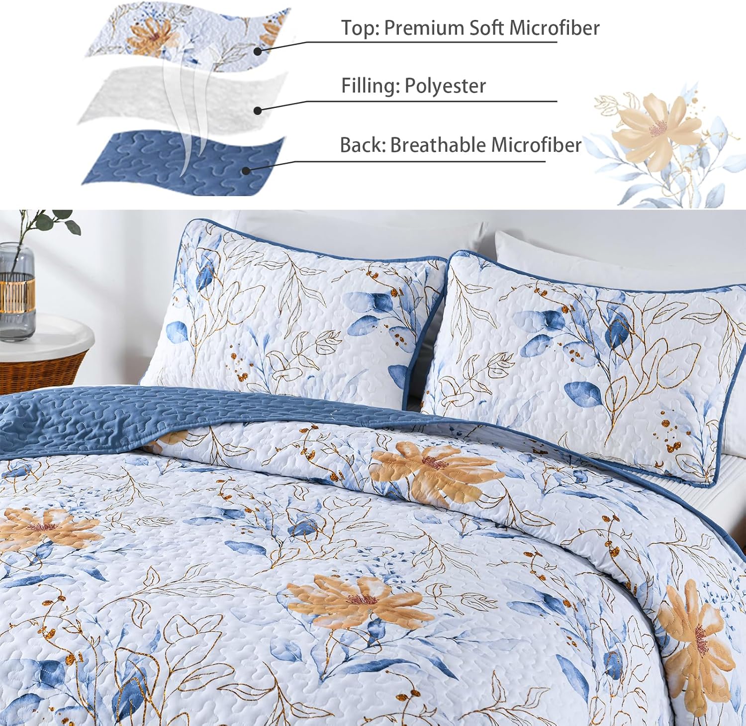 Quietude Quilted coverlet and pillowcovers set: Perfect for Relaxation - Queen size — image 5