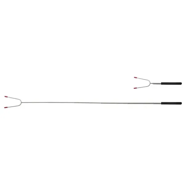 Telescopic Campfire Roasting Fork, Double Prongs, Stainless Steel, Rotating Handle, for Camping, Picnics and Outdoor Cooking, Black — image 3