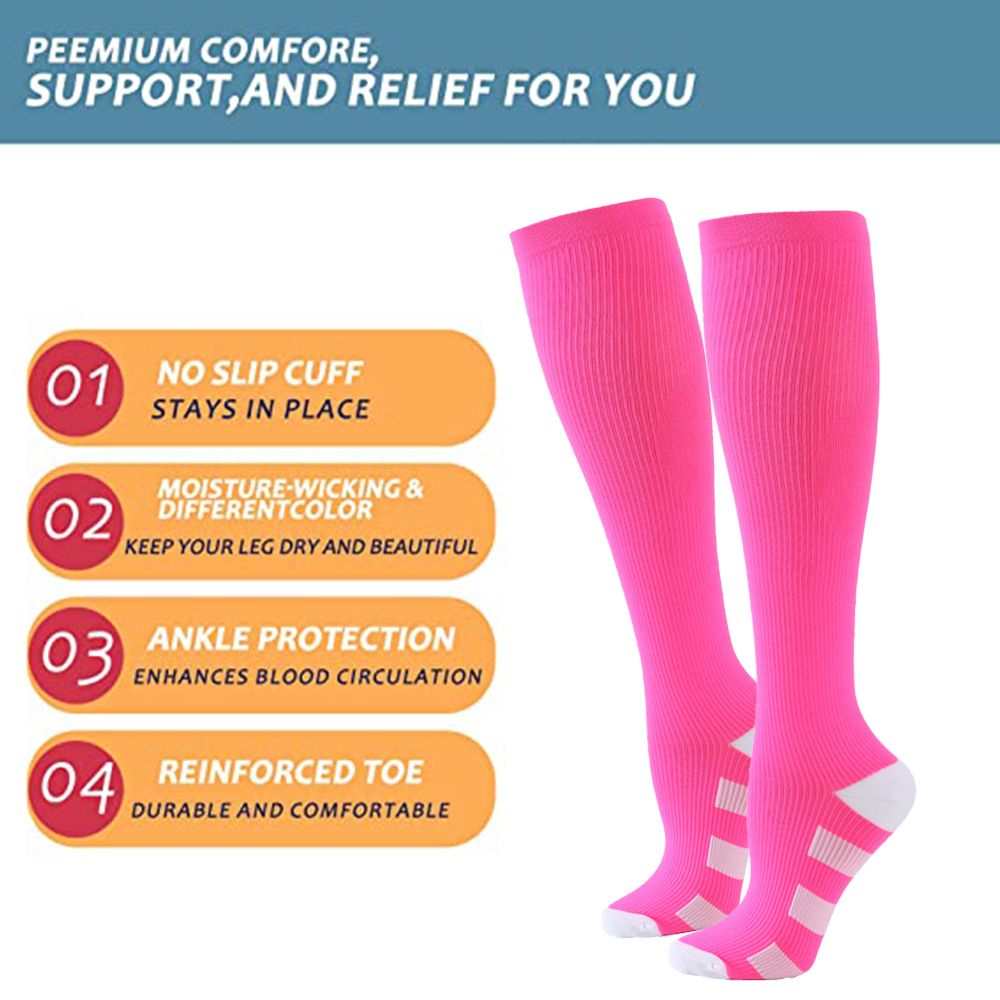 Wide Calf Compression Socks for Nurses and Runners, 90% Nylon 10% Spandex Graduated Support for Circulation, Breathable Stretchy Fit for All-Day Comfort — image 3