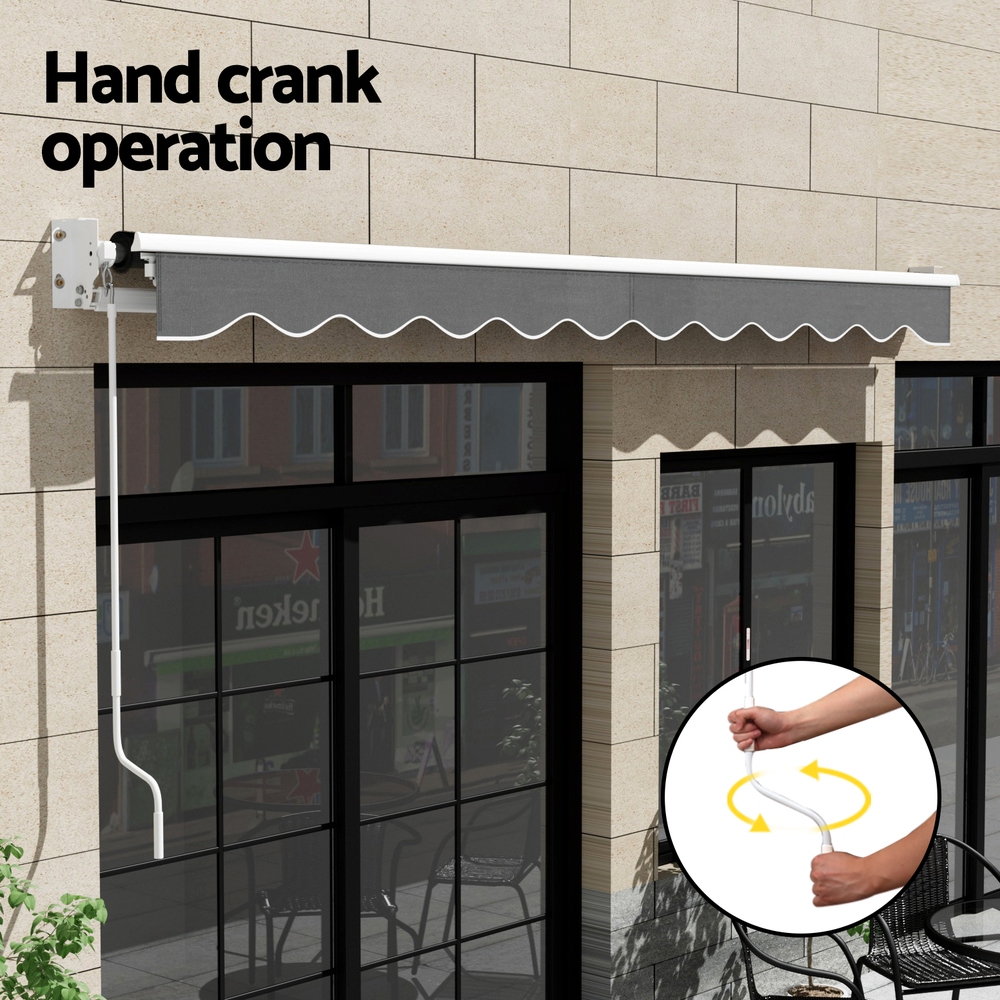 Instahut Retractable Folding Arm Awning Manual Sunshade 4.5Mx2.5M Grey — image 6