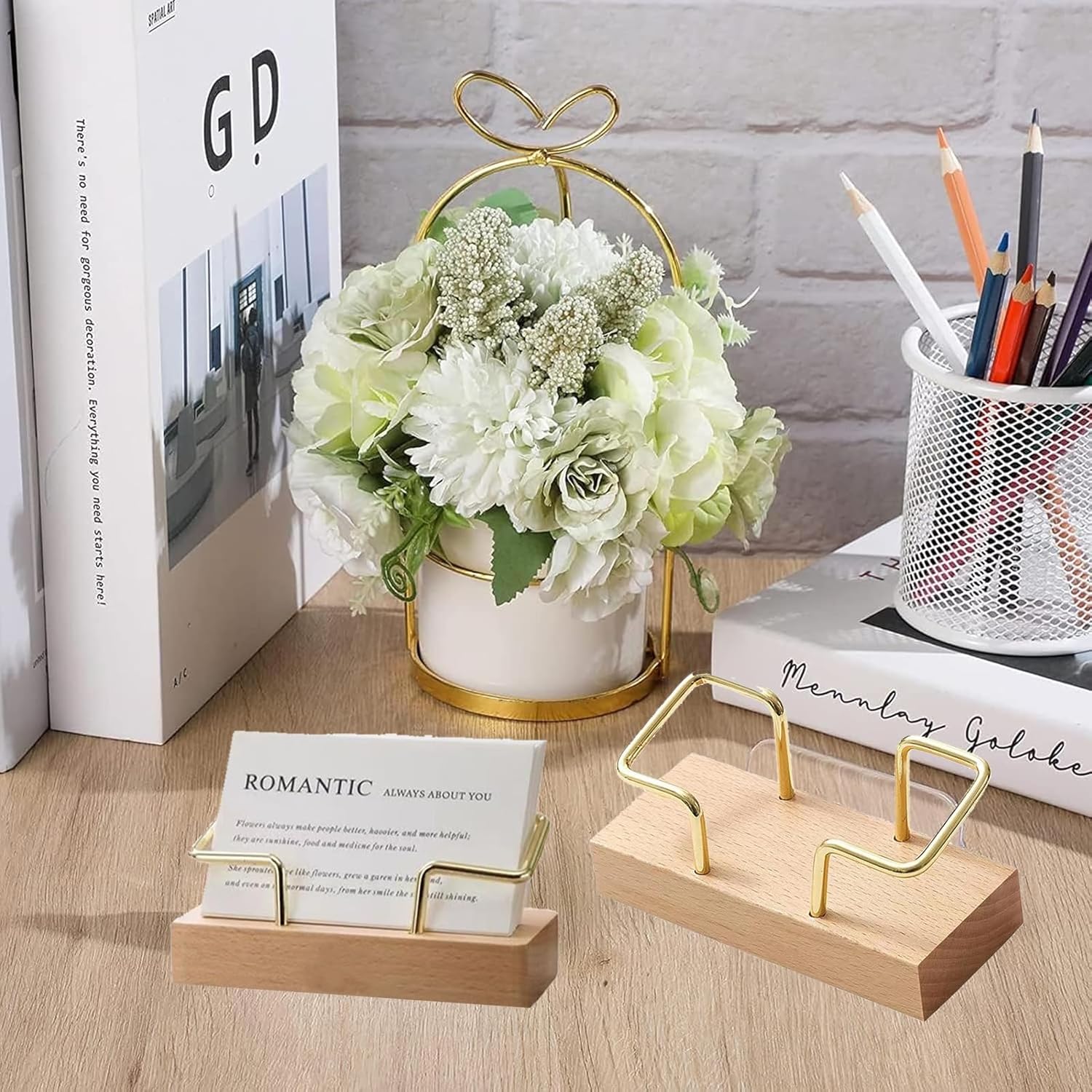 2PCS Wooden Business Card Holder for Desk,Creative Desk and Tabletop Display Stand for Office,Elegant Wood Card Stand Holder for Professional Use,Unique — image 6