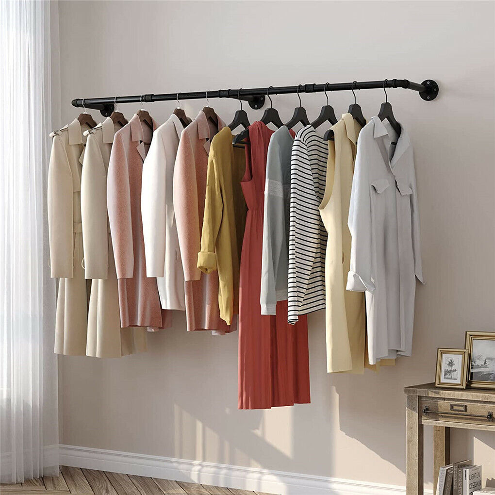 Industrial Iron Pipe Clothes Rail Vintage Wall Shelf — image 6