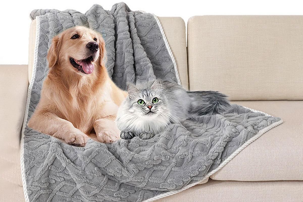2pcs Pet Blanket for Couch Protection Water Resistance Cats Dogs Blanket for Furniture Protector-Grey S — image 6