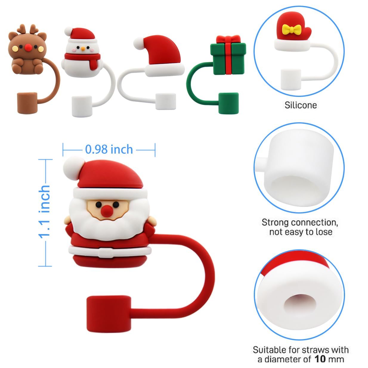 6pcs Cover Cap, Straw Topper Compatible for 30&40 Oz Tumbler with Handle, 10mm Dust-Proof Reusable Straw Tips Lids โ image 5