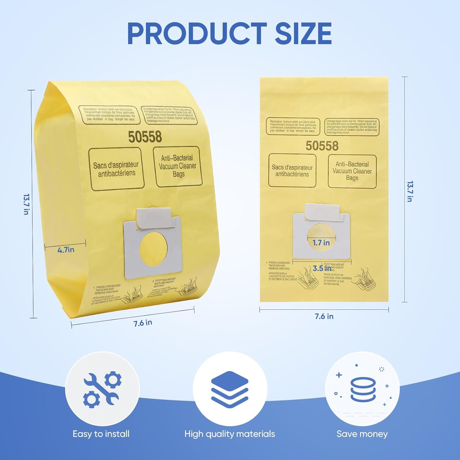 20 Pack vacuum bags Compatible with Kenmore Canister 5055, 50557,50558 and Type C,C-18, 53292, 200 Series, 400 Series, 600 Series, 700 Series, 800 Series — image 2