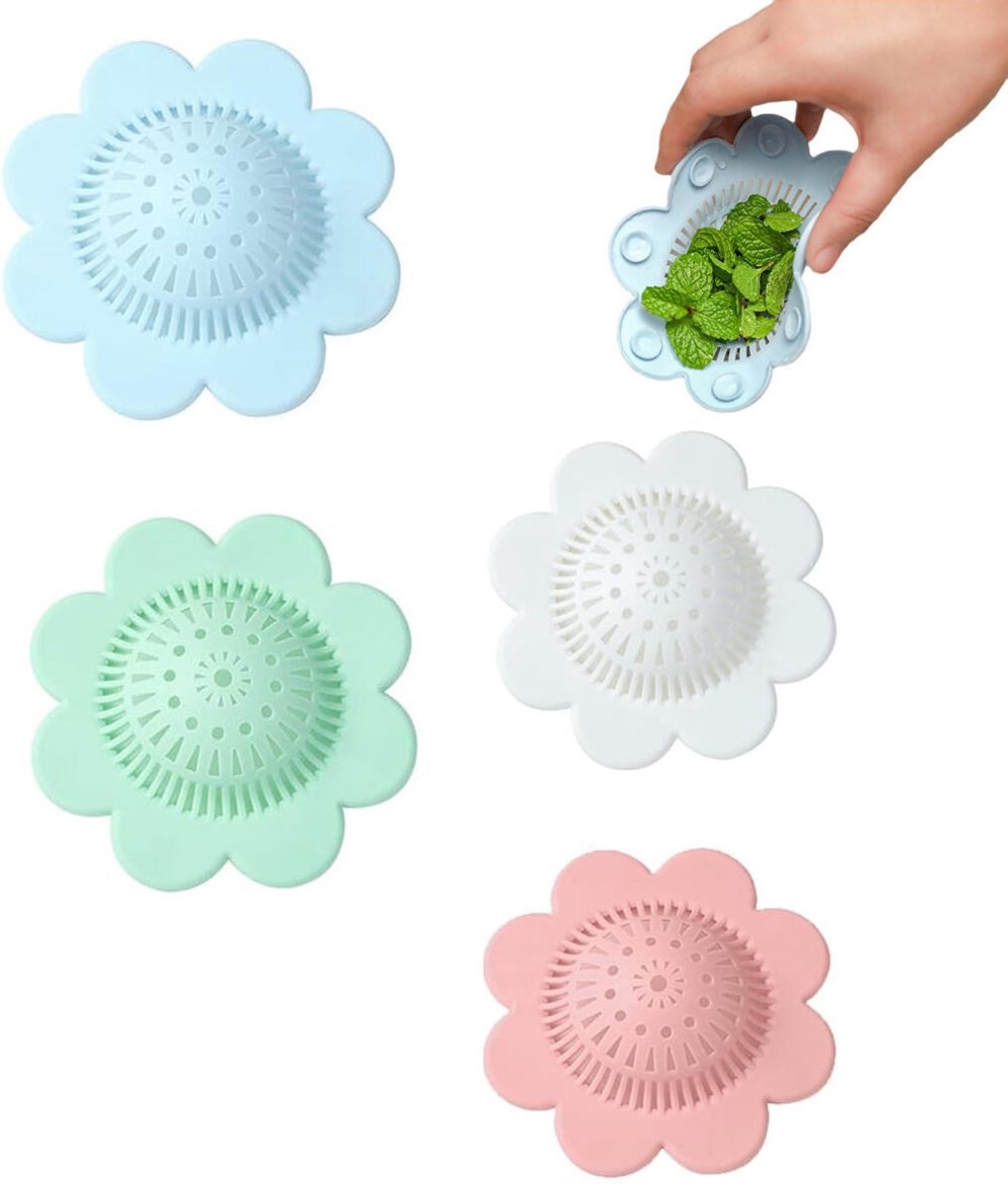 4 pieces - hair filter - drain cover - drain strainers - floor drain - drain hair catchers - shower drain covers - silicone hair stoppers - bathtub drain