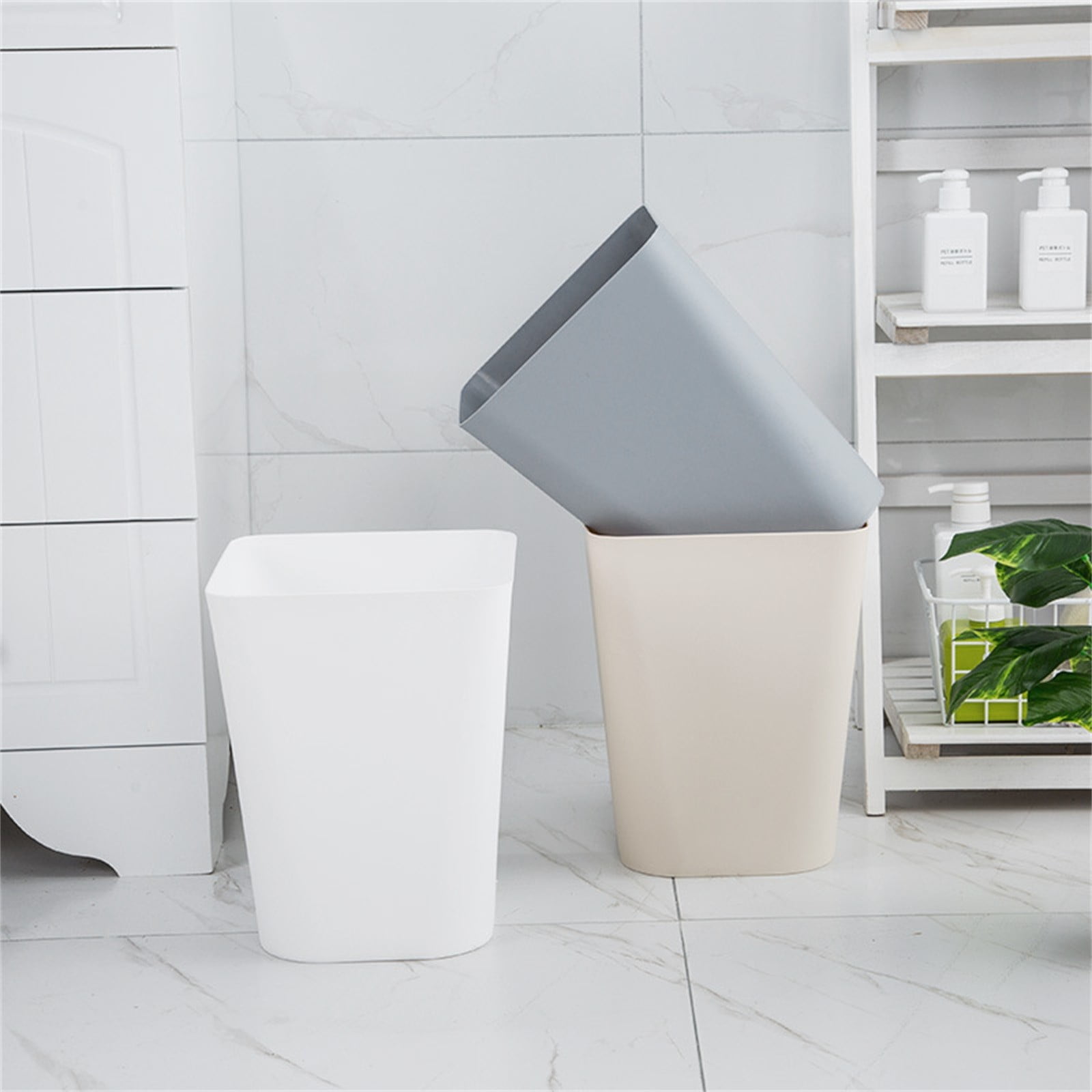 1.6 Gallon Small Trash Can, Heavy Duty Bathroom Wastebasket, Plastic Garbage Can for Kitchen Office Bathroom (White/1 Pcs) 7.48x9.13 7.48" x 9.13" Black β image 5