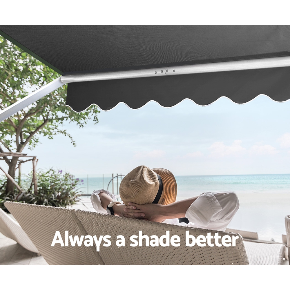 Instahut Window Fixed Pivot Arm Awning Outdoor Blinds Retractable Patio 2.4X2.1M — image 4