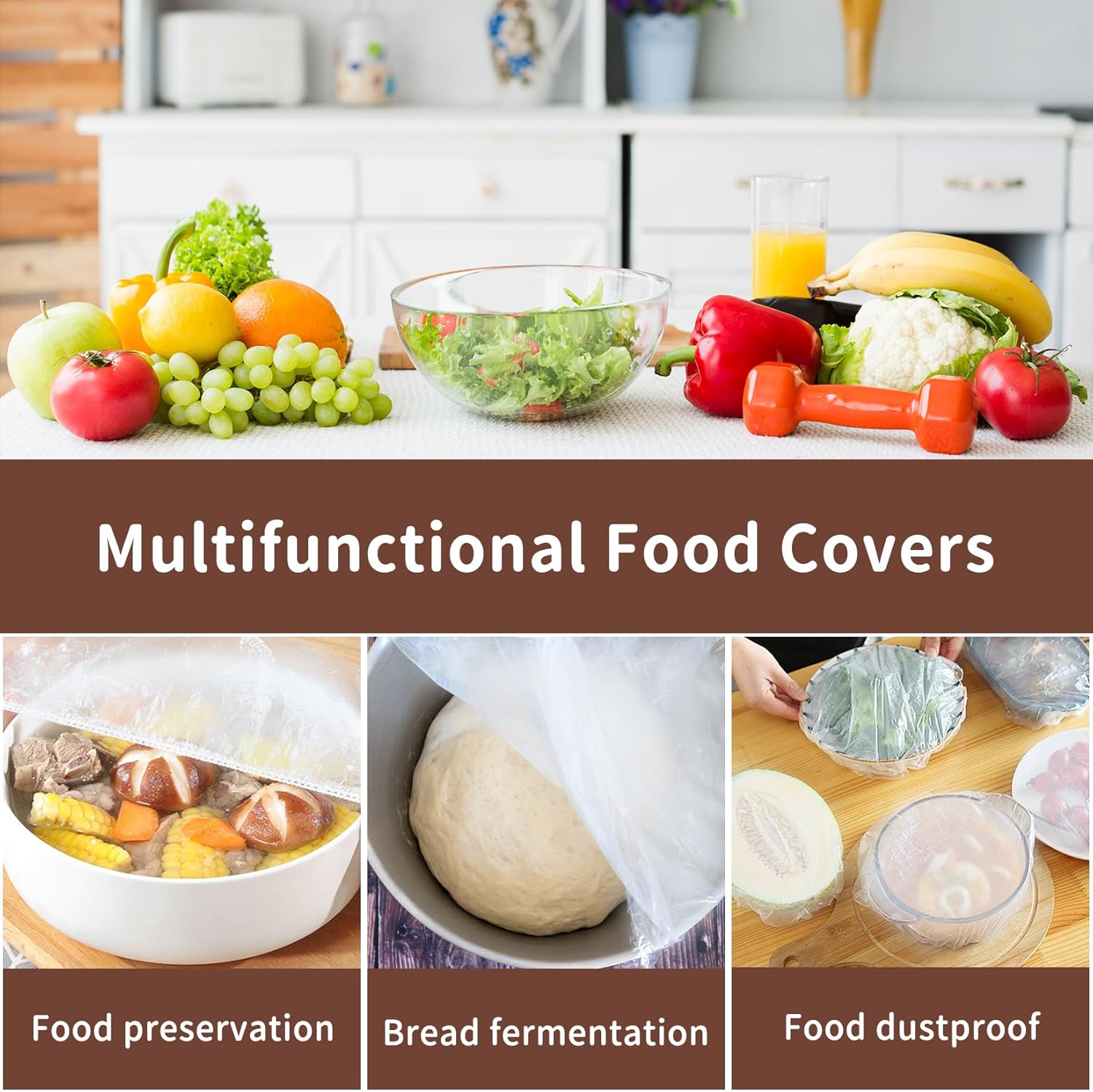 Reusable Bowl Covers for Bread Proofing 2pcs Eva Plastic Bowl Cover Stretch Elastic Food Storage Wrap Shower Caps Sourdough Rising Basket Dough Bread Baking — image 6