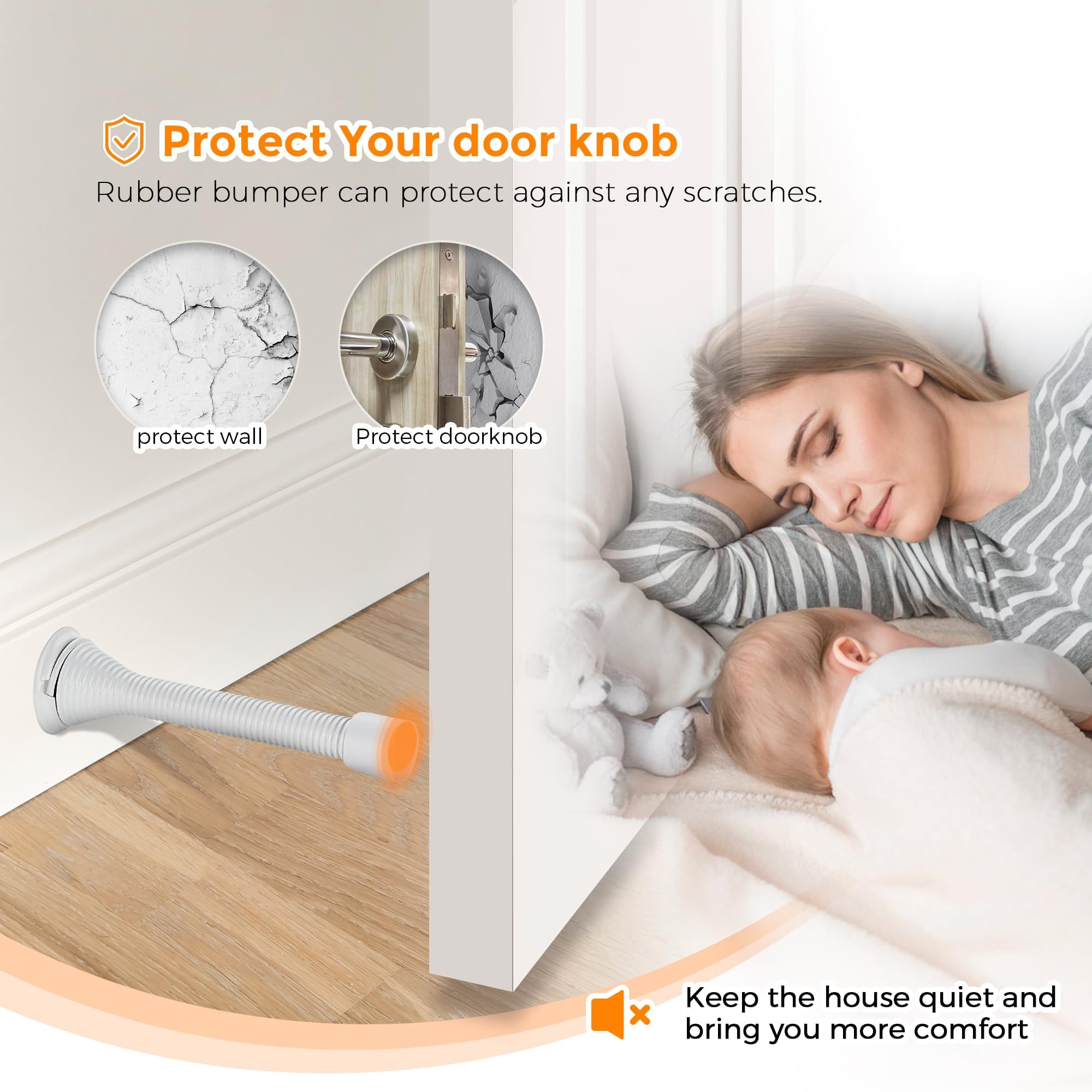 Door Stoppers, 6 Pack White Spring Door Stops with Rubber Bumper, Door Stoppers for Bottom of Door โ image 5