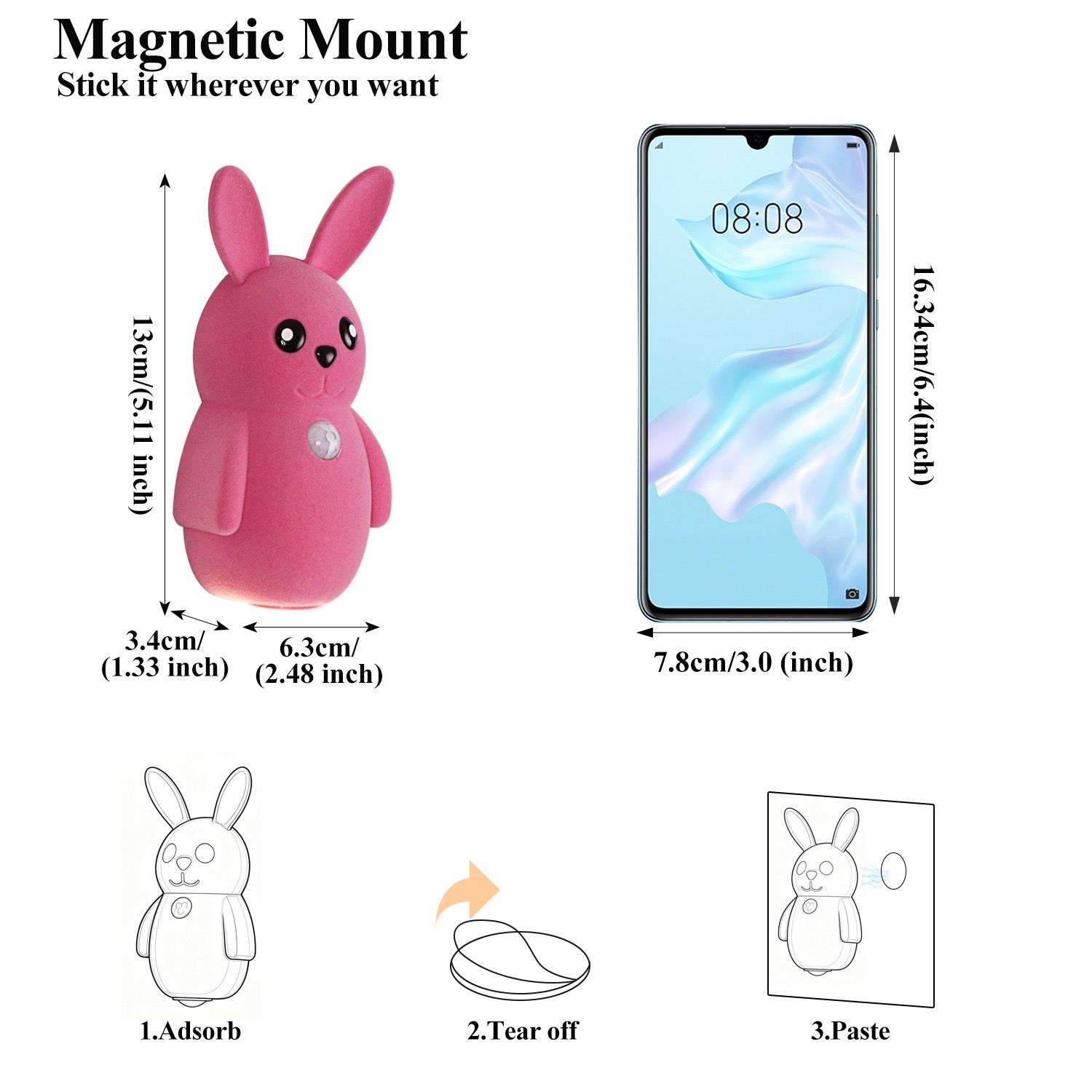 Adorable bunny-shaped motion sensor wall light with magnetic mounting, flicker-free LED, and three color temperatures—perfect for bedrooms, hallways, and — image 2