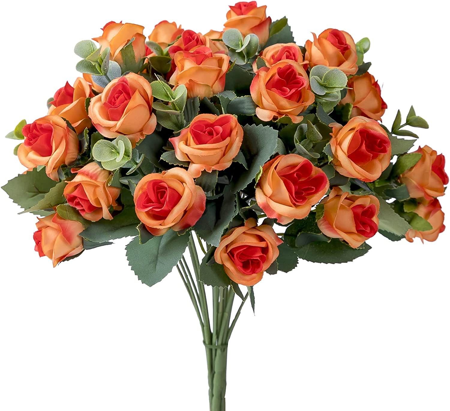 Artificial Flowers, Fake Mini Rose Silk Faux Flowers, Fake Roses Silk Flowers Arrangements Decor, UV Resistant