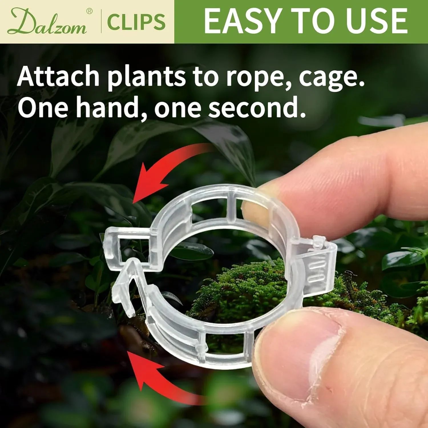 300 Pcs Tomato Trellis Clips, Plastic Plant Support Clips for Vines Cucumbers, Clear 30mm — image 3