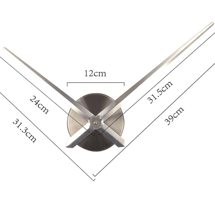 silvery 3D Clock Hands, DIY Large Clock Movement Mechanism with 39cm Long Spade Hand, 3D Wall Clocks Home Decor — image 4