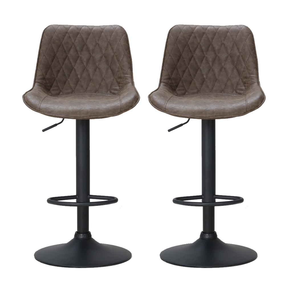 Artiss 2x Bar Stools Gas Lift Vintage Leather Brown — image 4