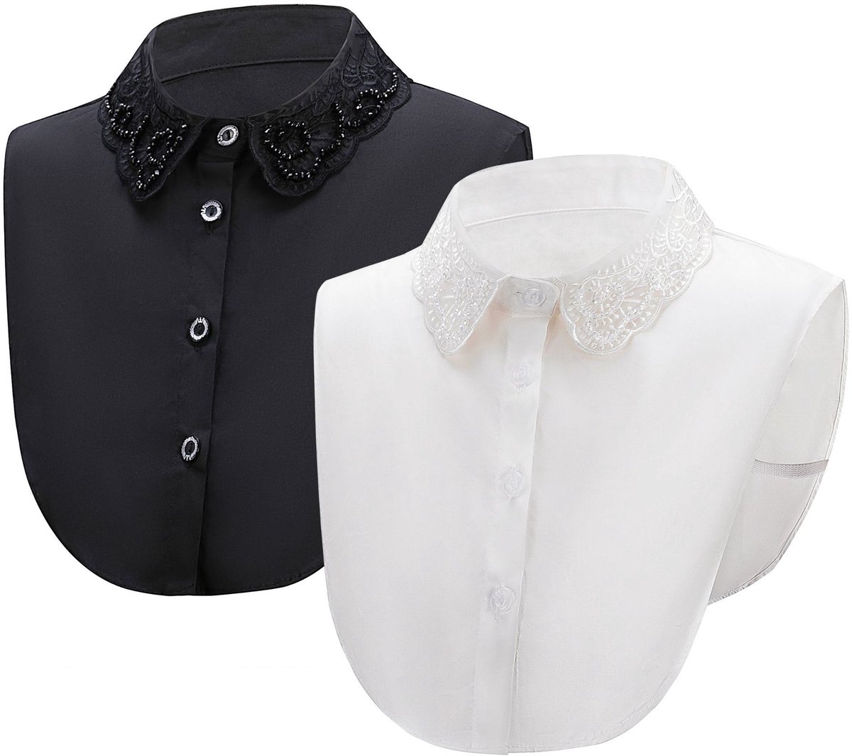 Set of 2 Women's Shirt Collars - Detachable Point Collar Basic - Collars for Women - Ruffles - Detachable Women's Collars to Wear Undergarments - Shirt Collar