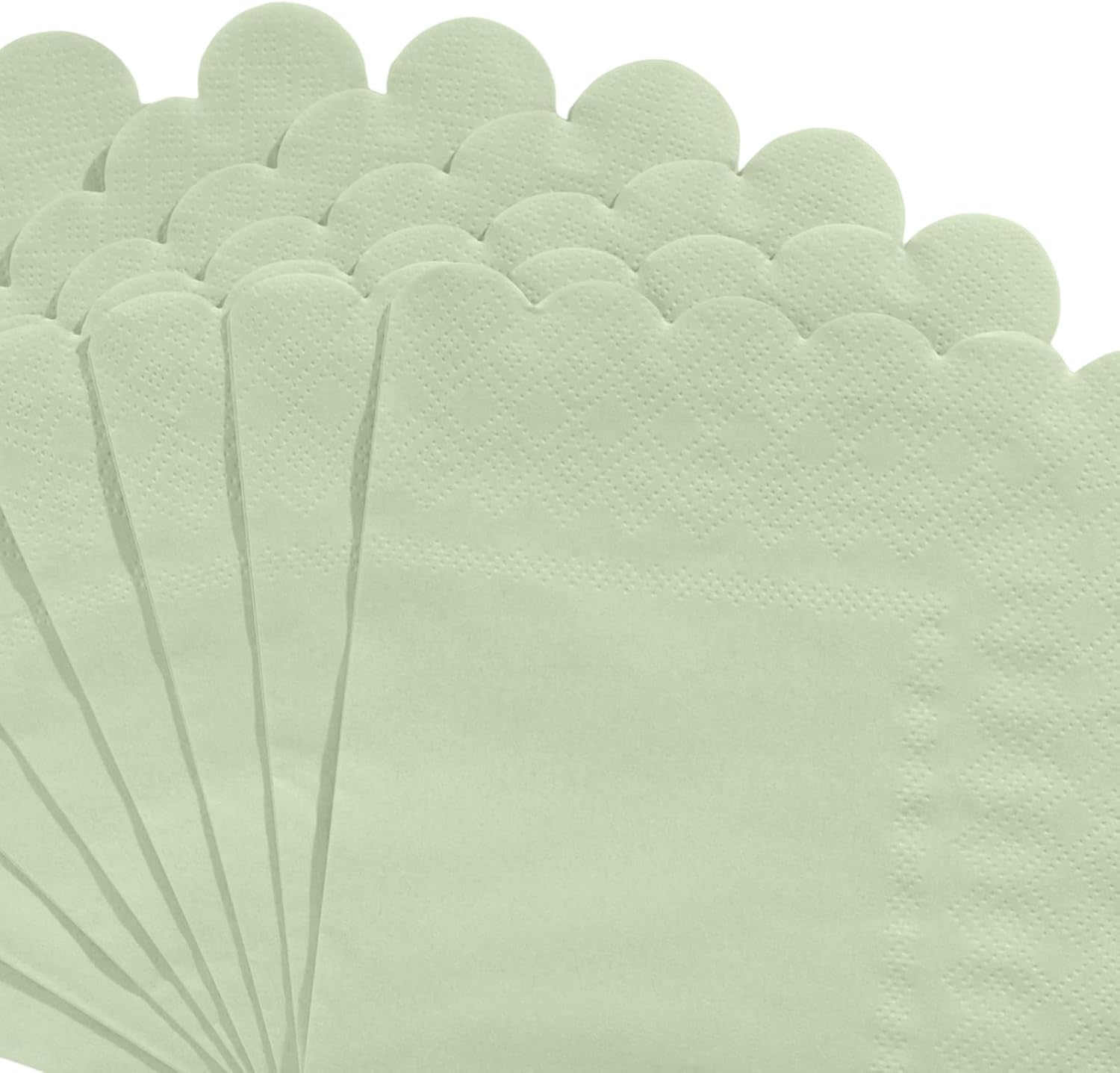 120 Pcs Cocktail Napkins Sage Green Wedding Napkins Disposable Baby Shower Scalloped Napkins for Bridal Shower, Birthday, 5 × 5 Inch — image 3
