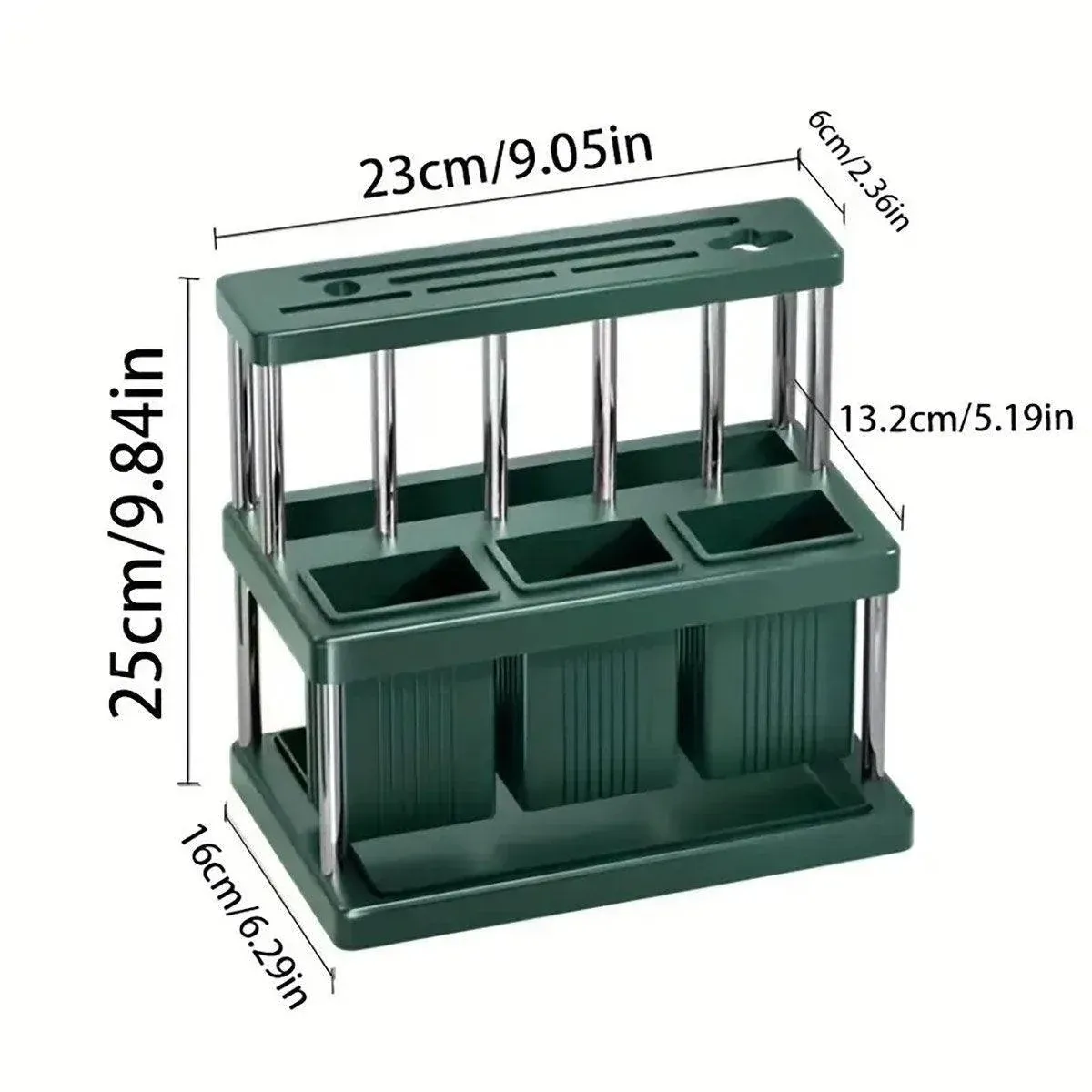 Cutlery Holder Storage Caddy Kitchen Utensil Drying Rack For Spoon Fork Knife - Green โ image 4