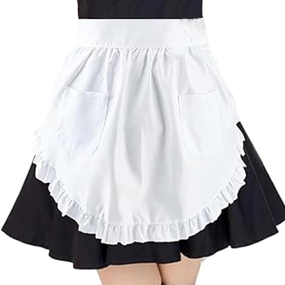 White apron - Waitress apron - Ladies - Waist apron - With two pockets - Half apron - Waitress - Server - Role play - Kitchen cooking restaurant coffee shop — image 4
