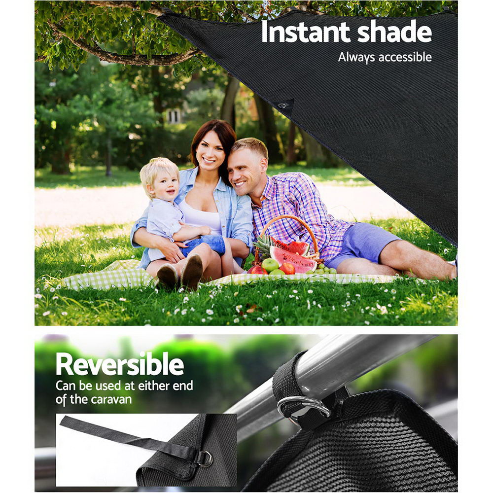 Caravan Privacy Screen Roll Out Awning 1.95x2.2M Sun Shade End Wall Side Black — image 6
