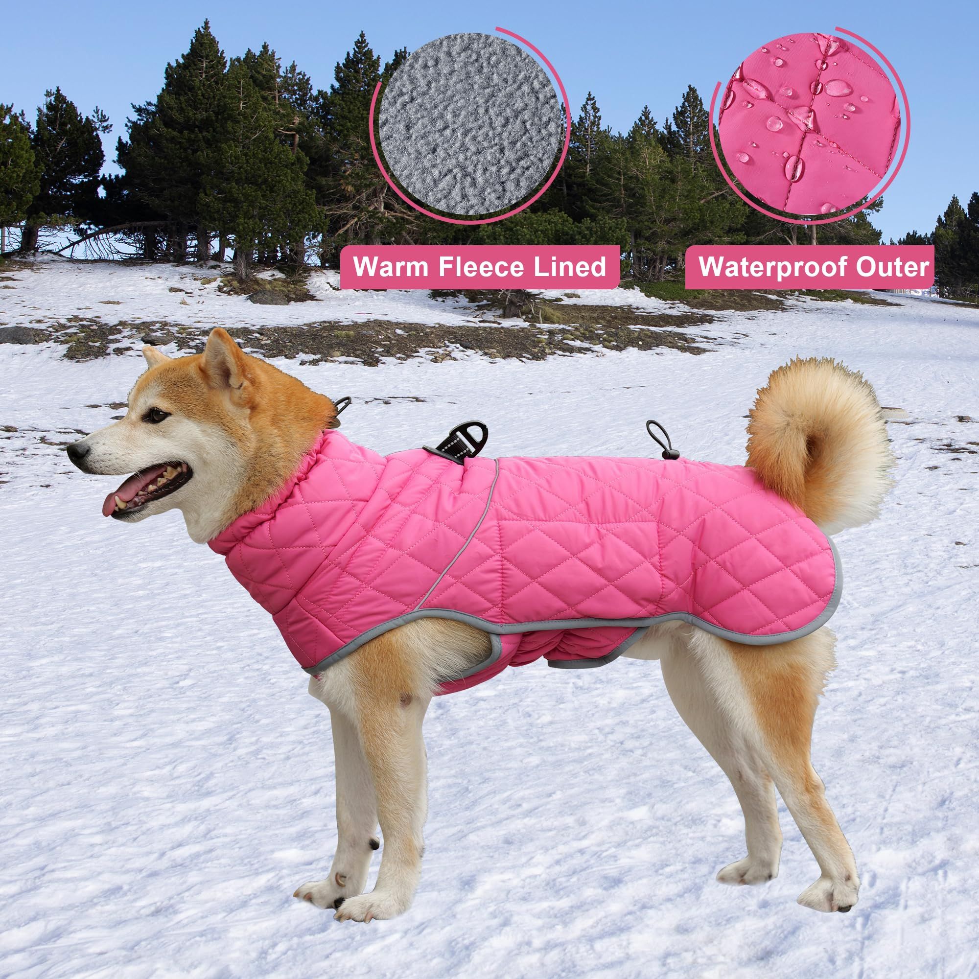 Winter Coat - Waterproof & Windproof Dog Puffer Jacket for Small to Large Dogs - Cold Weather Coat with Built-in Reflective Turtleneck & Adjustable Harness — image 3