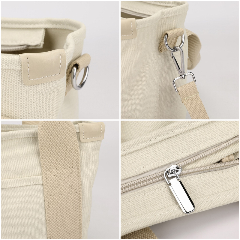Multi-Compartment Canvas Tote Bag, 3-Way Handheld, Crossbody, and Shoulder Bag with Adjustable Strap for Daily Work and Shopping - Blue — image 3