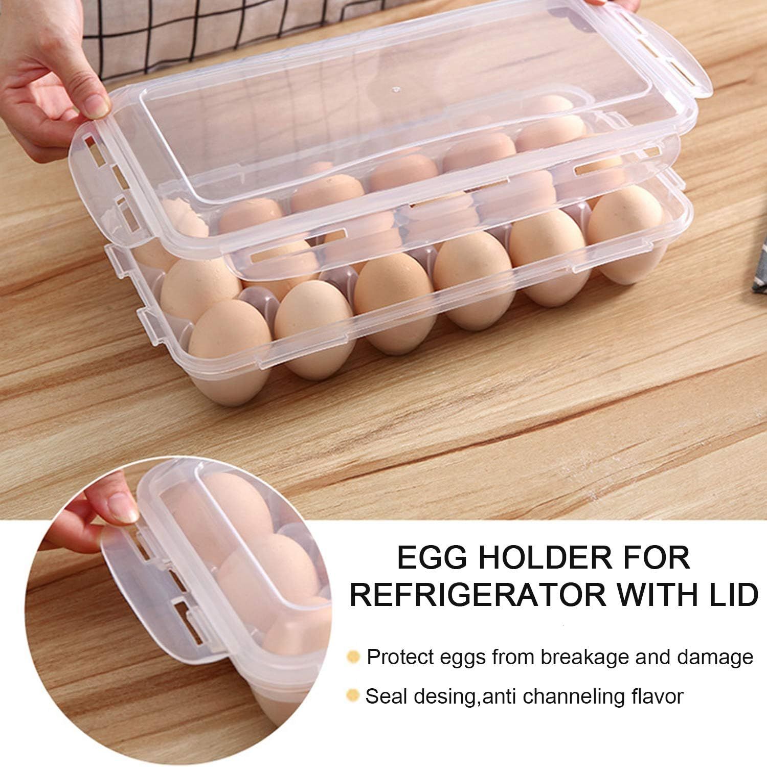 2 Pack Covered Egg Holders For Refrigerator, Plastic Storage Container/ Deviled Egg Tray Carrier with Lid Fits (Can hold 36 eggs) Only tray — image 3