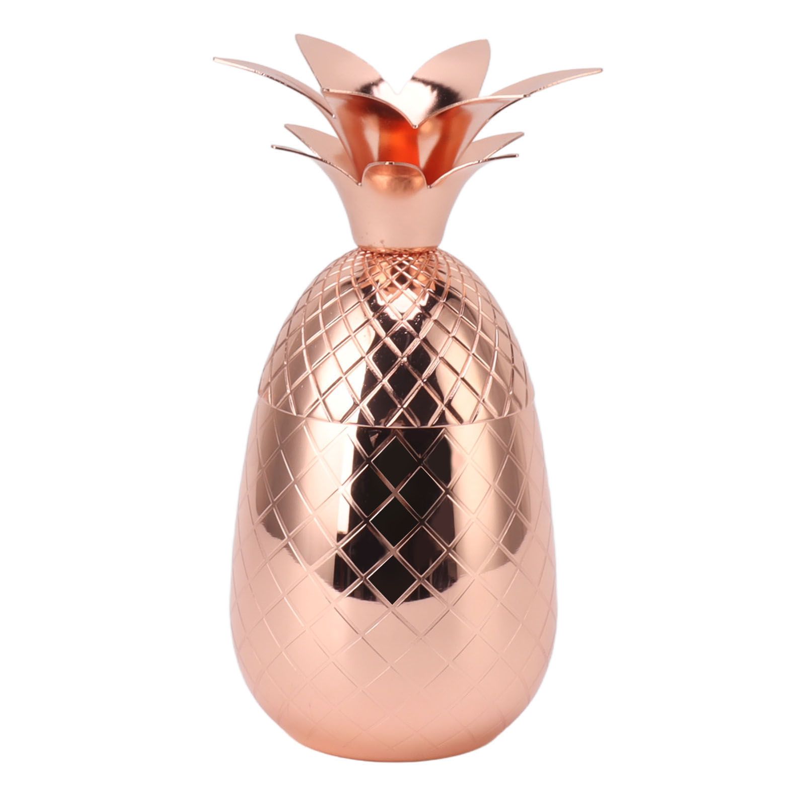 Cocktail Shaker Pineapple Shape Stainless Steel Polished Smooth Surface 500ml for Home Bar Rose Gold โ image 2