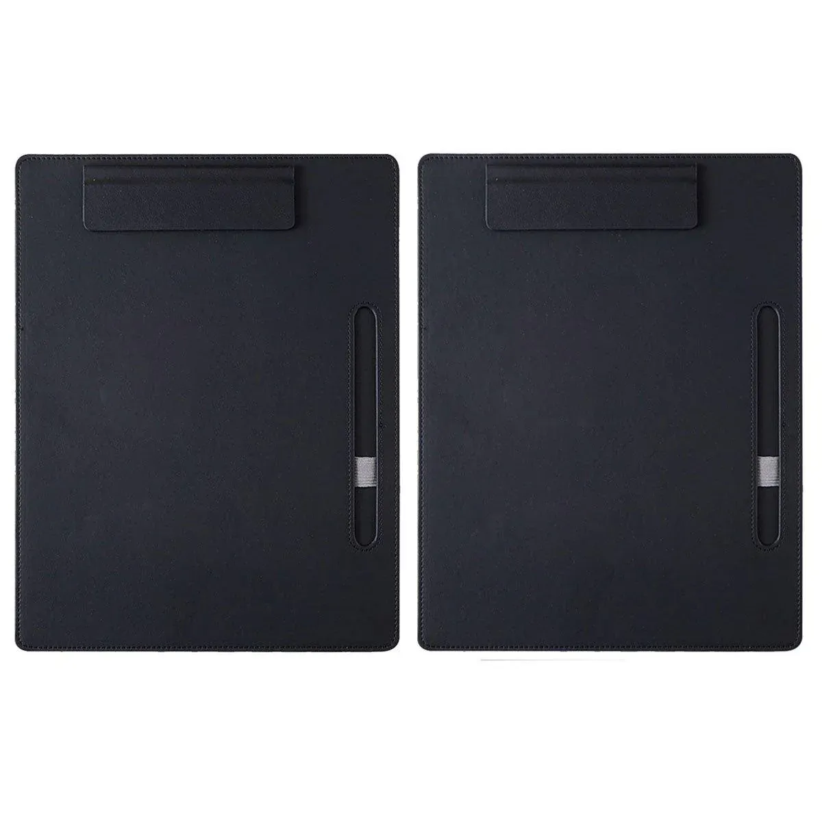 2pcs Leather Clipboard Conference File Holder Hotel Menu Pad Durable Board Clip - Black