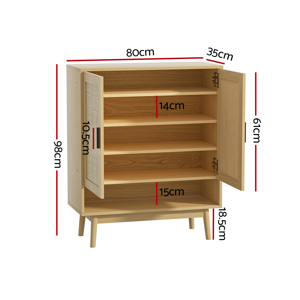 Artiss Shoe Rack Cabinet Rattan 5-tier 20 Pairs Dani โ image 4