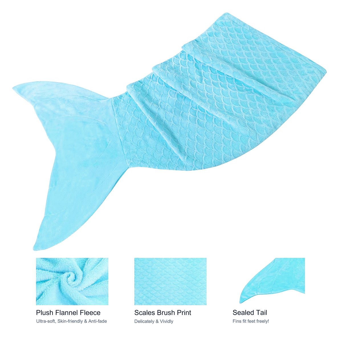 Mermaid Tail Blue Soft Blanket Throw โ image 3