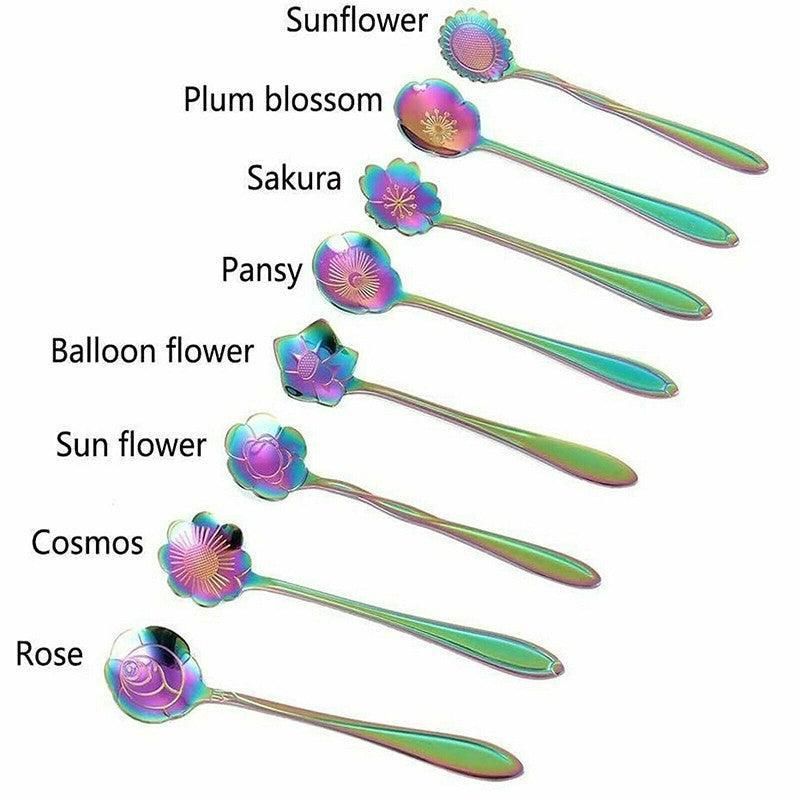 8X Spoon Long Handle Dessert Tea Coffee Mixing Spoon Stainless Steel Teaspoon - Rainbow โ image 5