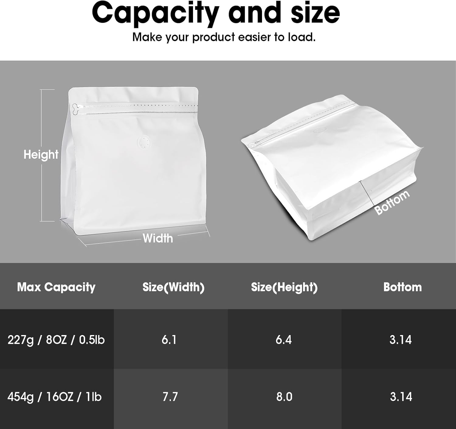 50 Count 8oz Coffee Bags with Valve,1/2 lb Vented Coffee Beans Packaging Bags High Barrier Aluminumed Foil Flat Bottom Heat Sealed Side Zipper Resealable โ image 2