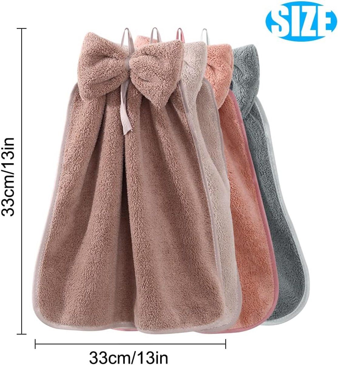 4-Pack Bow-Knot Microfiber Hand Towels, Assorted Hanging Bathroom Towels, 33 x 33 cm โ image 5