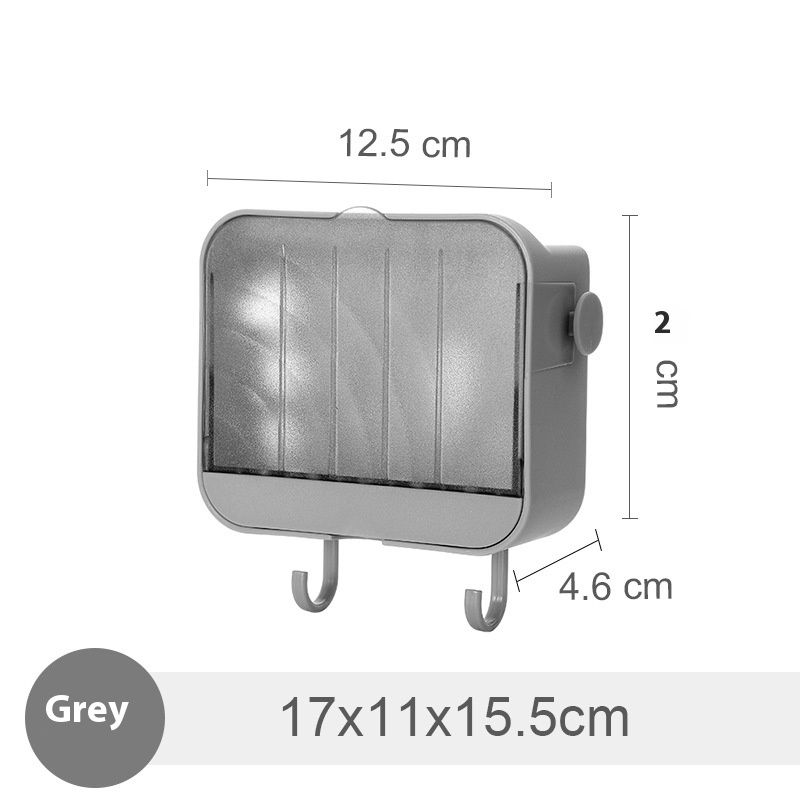 Wall Mounted Box Self Draining Dustproof Tray Holder with Hooks for Bathroom Laundry Room Novel Design(Grey) — image 5