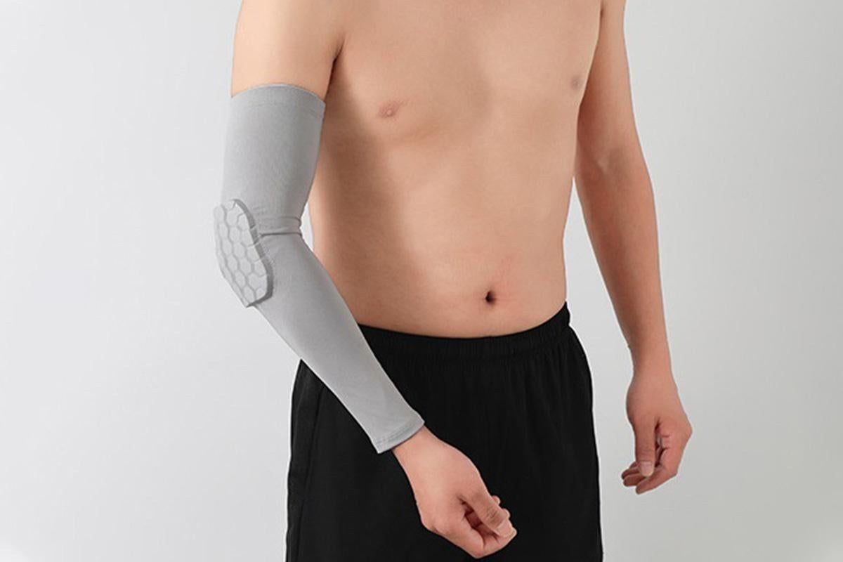 2 Pcs Tennis Elbow Compression Support Sleeve for Golfers Elbow relaxation Workout Weightlifting Elbow Brace with Honeycomb Lining -Light Gray / XL β image 4