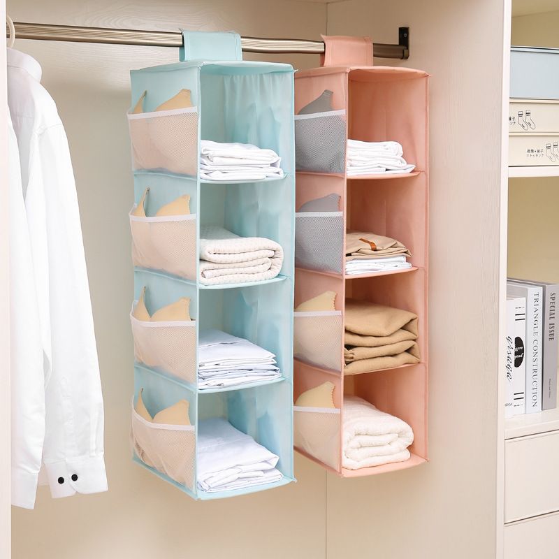 Hanging Closet Organizer and Storage 4-Shelf Shelves Wardrobe Clothes Organization Closets Shelf Multi-layer (3pcs) — image 4