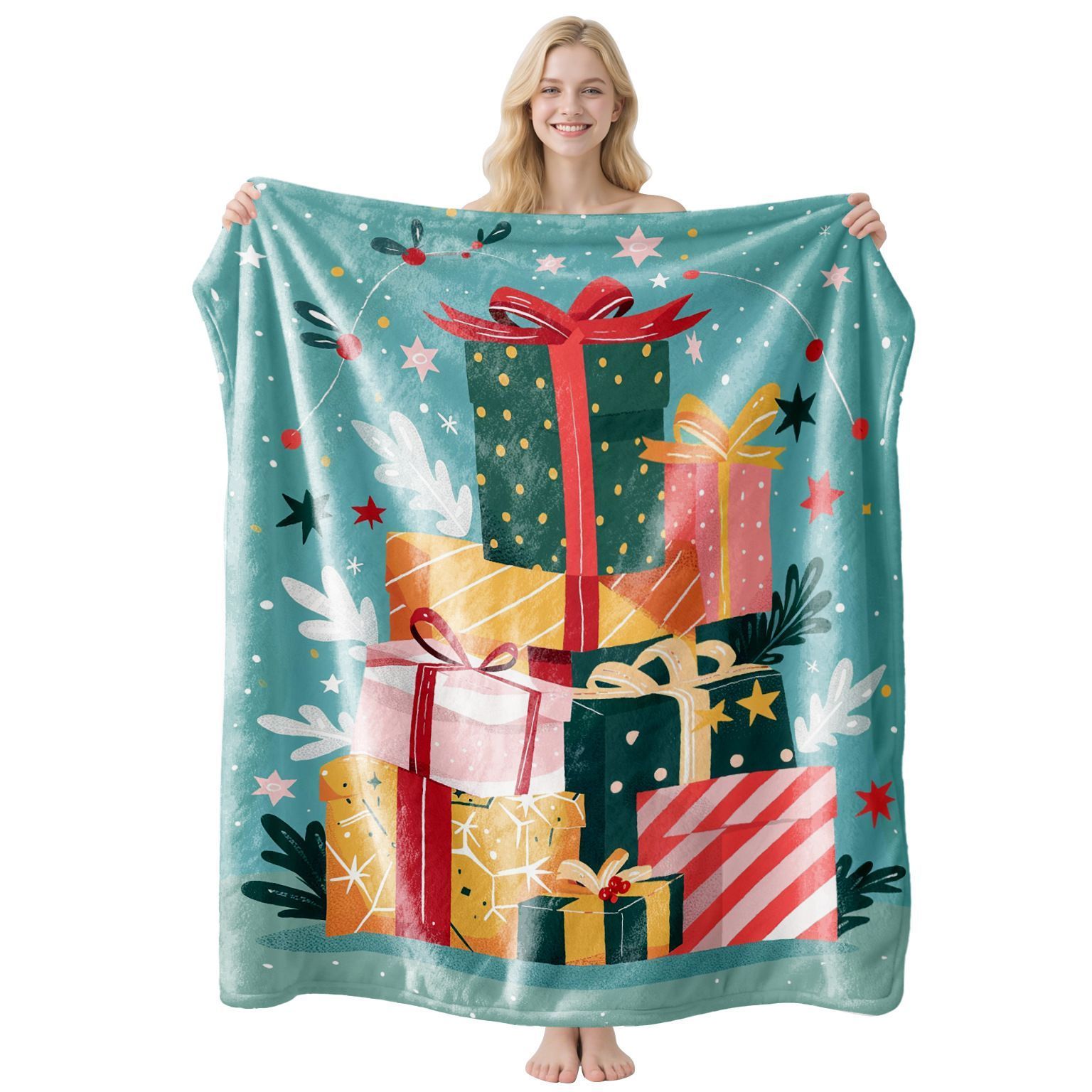 Snuggly Home Flannel Throw Blanket, Christmas & Halloween Air‑Condition Cover, Lovely Gift For Leisure And Nap Time, Style FLR‑197, Size M, 100x150cm